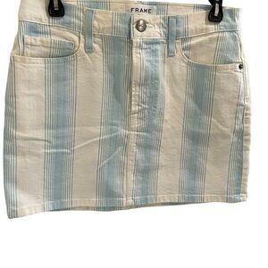 FRAME Denim Mini Skirt Blue White Stripe Sz 28 | Casual Summer Preppy Aesthetic